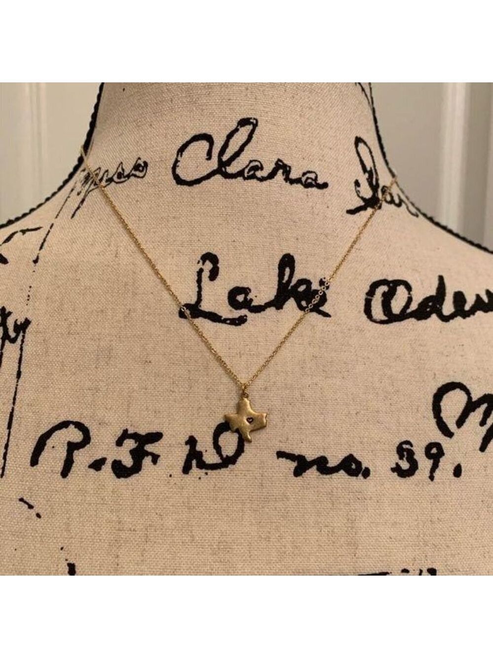 Texas State Shape Brass Necklace - Picture 3 of 4